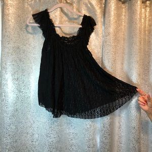 Black Lace Tank Blouse